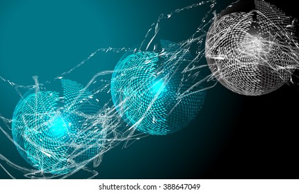 Vector abstract background with lights; lines and abstract objects