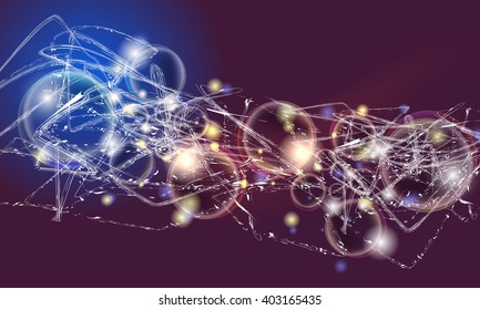 Vector abstract background with lights; lines and abstract bubbles