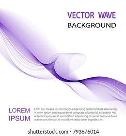 Vector abstract background. Lilac translucent blue wave on a white background.