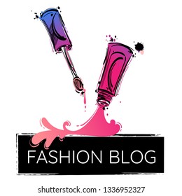 Vector abstract background with a lip gloss. Fashion illustration. Beauty saloon. Beauty and fashion. Glamour.
