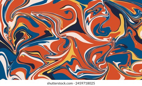 Vector abstract background with liquid flowers. Liquid wallpaper in retro colours.