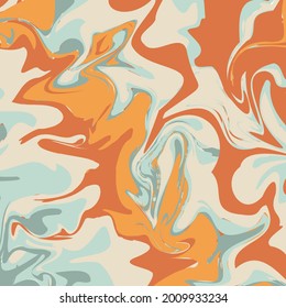 Vector abstract background. Liquid mixed pastel autumn fall colors of yellow, orange, blue. Colorful liquid. Liquid marble texture. Liquid art.