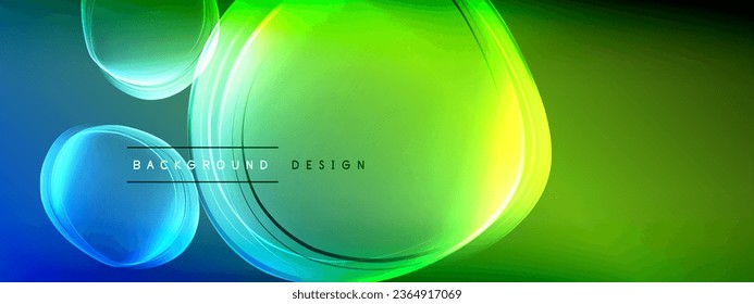 Fondo abstracto vectorial - formas de burbuja transparente líquida en gradiente de fluido con sombras y efectos luminosos