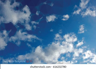 vector abstract background with low poly cloudy sky