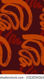 Vector abstract background made of brush strokes. China, Japan. Hand drawing, ink, sketch, calligraphy, oriental style. Wallpaper, wrapping paper, fabric, wall decoration. Red, orange. Eps10