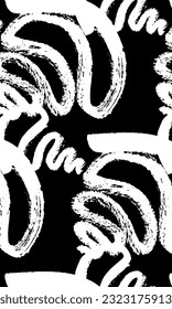 Vector abstract background made of calligraphic brush strokes. Ink drawing, doodle, calligraphy, oriental style. Wallpaper, paper, fabric, walls. White on black. Eps10