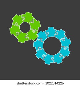 Vector Abstract background made from cogwheel puzzle pieces and place for your content. Cogwheels made of puzzle pieces. Busines presentation banner