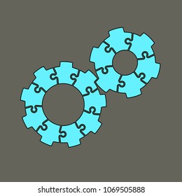 Vector Abstract background made from cogwheel puzzle pieces and place for your content. Cogwheels made of puzzle pieces. Busines presentation banner