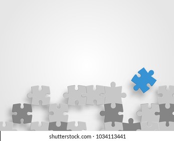 Vector Abstract background made from puzzle pieces. Jigsaw puzzle in different color represent thinking different concept and innovation. Technology Background. Vector illustration.
