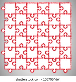 Vector abstract background made from red puzzle pieces.