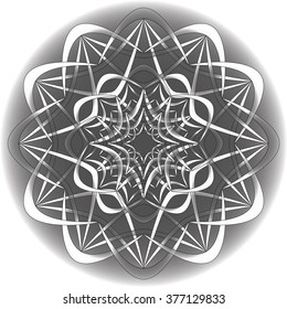 Vector abstract background with mandala ornament. Black and white pattern.