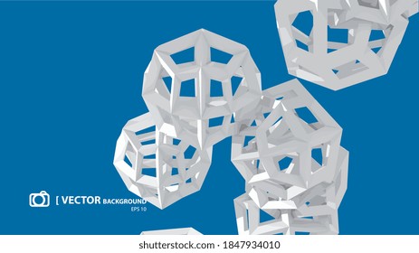VECTOR ABSTRACT BACKGROUND, many spheres of paper on blue color background