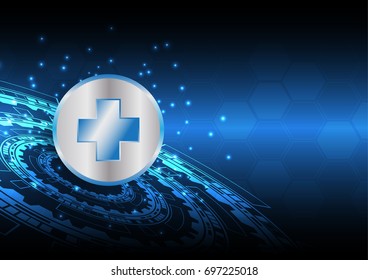 Vector abstract background. Medical technology cocept. Blue theme with copyspace.