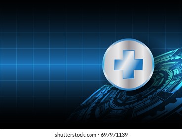 Vector abstract background. Medical technology cocept. Blue theme with copyspace.