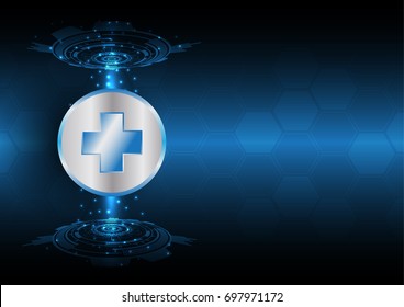 Vector abstract background. Medical technology cocept. Blue theme with copyspace.