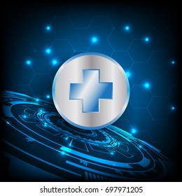 Vector abstract background. Medical technology cocept. Blue theme with copyspace.