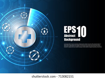 Vector abstract background. Medical technology cocept. Blue theme with copyspace.