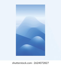 Vector abstract background. Minimalist style. Flat concept.  landscapes collection. Clouds by the water, road between mountains, aurora in the Arctic, night boreal. Cover template. UI design. 