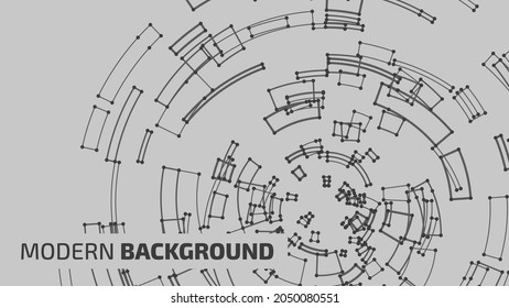 Fondo abstracto vectorial. Ilustración tecnológica moderna con malla. abstracción geométrica digital con líneas y puntos. Extracción de ondas.