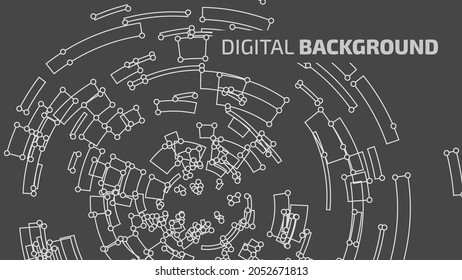 Abstrakter Vektorhintergrund. Moderne Technologie-Illustration mit Mesh. Digitale geometrische Abstraktion mit Linien und Punkten. Wave Abstraktion.