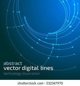 Vector abstract background. Modern technology illustration with mesh. Digital geometric abstraction with lines and points. Wave abstraction.