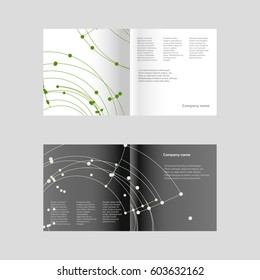 Vector abstract background. Modern technology illustration with mesh. Digital geometric abstraction with lines and points. Wave abstraction. Brochure template and sample text. Book cover layout.