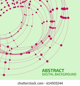 Vector abstract background. Modern technology illustration with mesh and dots. Digital geometric abstraction, lines and points. Connect abstraction.