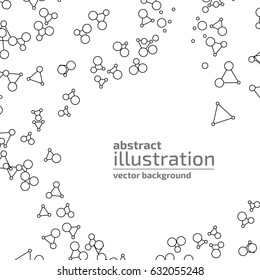 Vector abstract background. Modern technology illustration with round cell. Digital geometric abstraction with lines and points. Data abstraction.