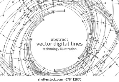 Vector abstract background. Modern technology illustration with mesh. Digital geometric abstraction with lines and points. Wave abstraction.