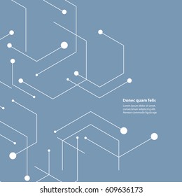 Vector abstract background with molecule structure, hexagons pattern. Science, combination of elements, social activity, new technologies and laboratory research.