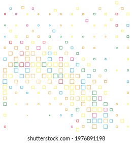 Vector abstract background with multi colored variegated squares. Halftone bright gradient. Pixel illustration. 