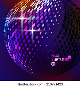 Vector abstract background with multicolored circles. Halftone dots