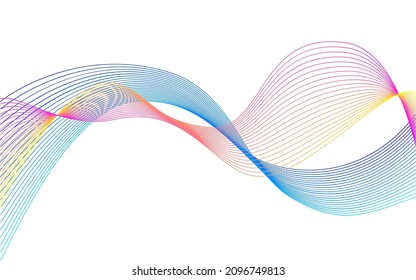 Vector abstract background. Multicolored dynamic lines on a white background. Colored waves. Background for design
