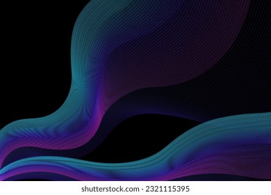 Vector abstract background. Multicolored dynamic lines on a black background. Color waves. Background for design.