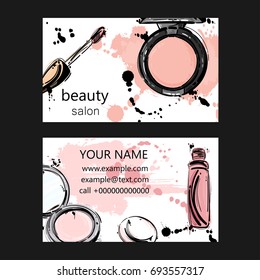 Vector abstract background with nail polish. Business card of beauty salon. Fashion illustration.
