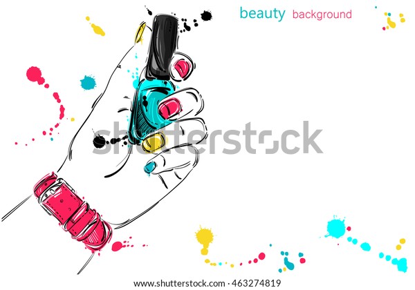 Vector Abstract Background Nail Polish Beauty Stock Image