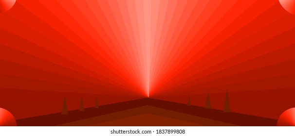  Vector: Fondo abstracto exterior natural exterior con textura solar de color rojo fondo fondo de fondo paisaje ilustración diseño gráfico sin inconvenientes