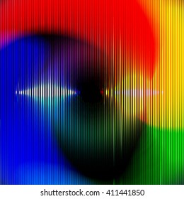 Vector Abstract Background for Night Party Posters, Musician Banners or Covers. Colorful Circle Glitch Pattern.
