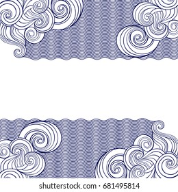  Vector abstract background on a sea theme. Waves on a white background.