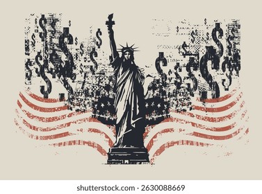 Vector abstract background on the theme of banking, finance and money with a dollar sign on a grunge texture. No AI used
