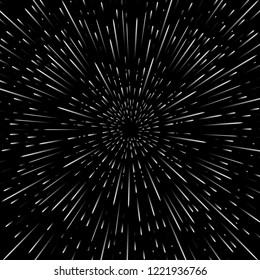 Vector abstract background with Open Space Star Warp or Hyperspace Travel. Big bang illustration.