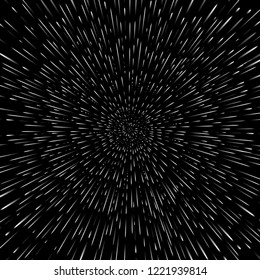 Vector abstract background with Open Space Star Warp or Hyperspace Travel. Big bang illustration.
