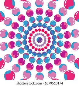 Vector abstract background. Optical illusion. Bright explosion in cartoon style.