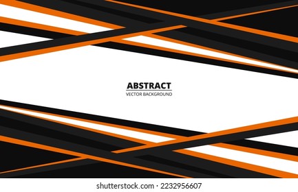 Vector abstract background with orange and black geometric shapes and lines. Colored modern sports abstract background. Vector illustration