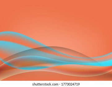 vector abstract background in orange and blue with smooth shape and lines