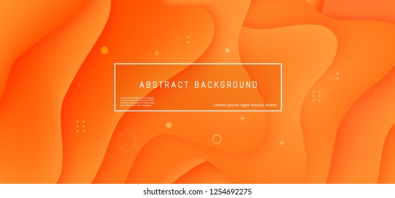 Vector abstract background with orange wave motion flow, geometric elements. Modern style presentation template commercial poster layout dynamic creative advertisement banner wallpaper with text space