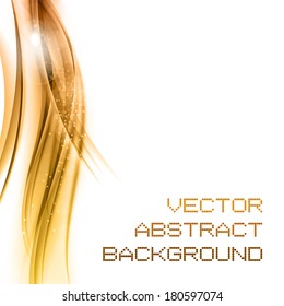 Vector abstract background. Orange waves on the left of page.