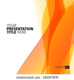 Vector abstract background with orange waves. Presentation template.