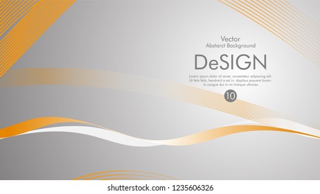 Vector abstract background with orange wavy lines. with a gray background