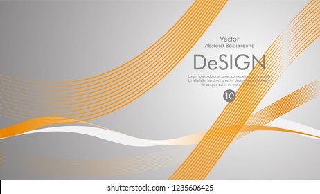 Vector abstract background with orange wavy lines. with a gray background